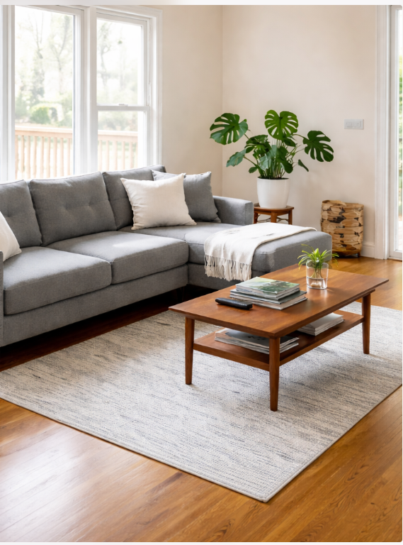 Before cleaning - dirty living room