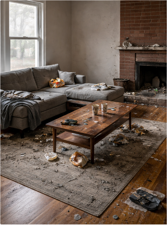 After cleaning - tidy living room